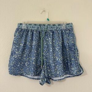 Intimately Free People Pillow Talk Satin Pajama Floral Blue Women's Shorts Sz L